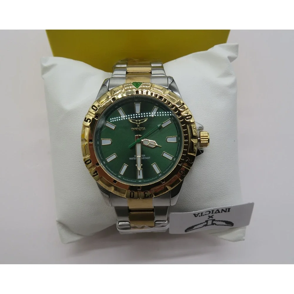 Invicta Specialty Mens Watch Two Tone Gold Silver Green Dial 39038 New in Box